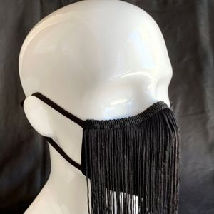 6 inches hand made Fringe Masks black/gold options